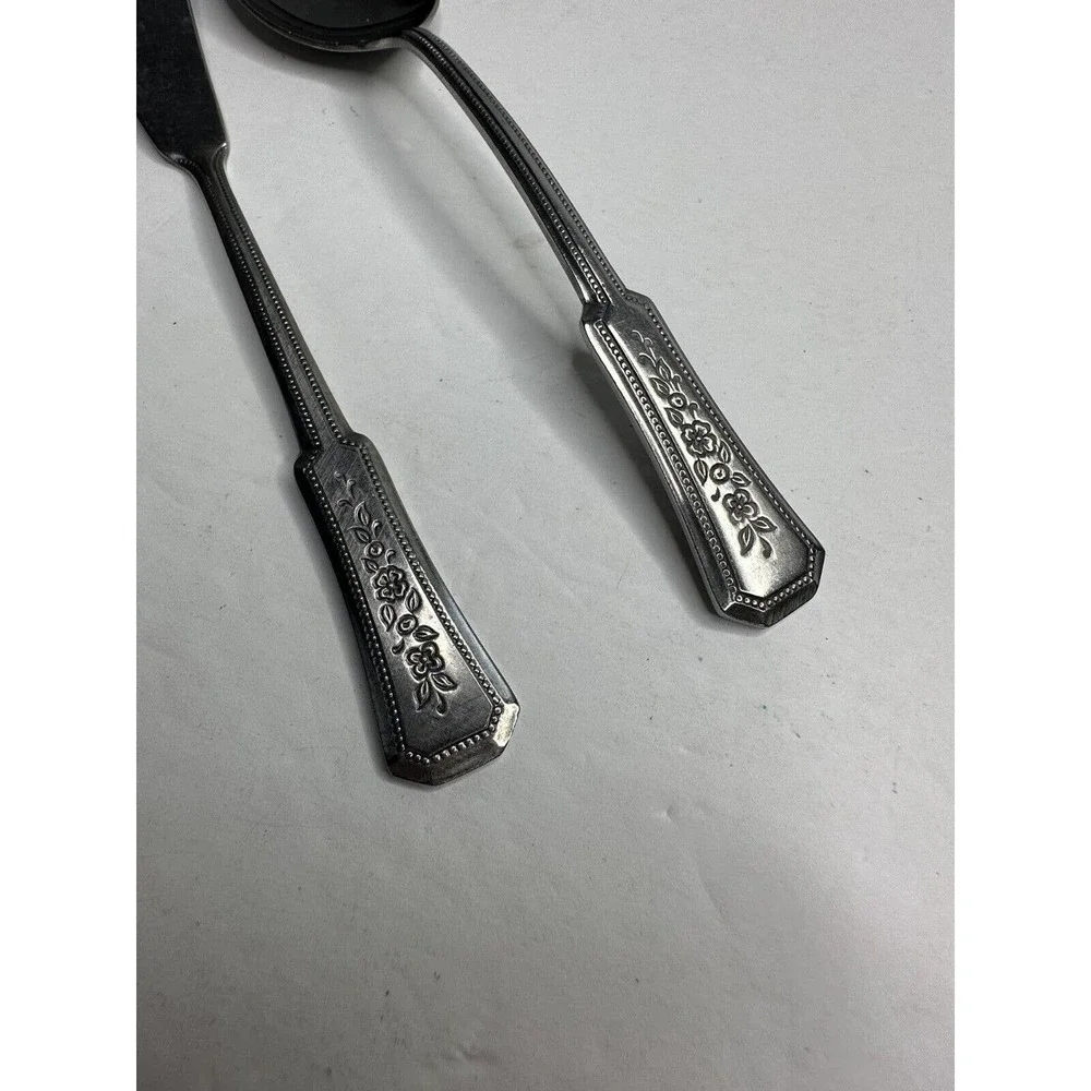 Rogers Landscape Floral Stainless Flatware Replacement Spoon Butter Knife‎ 2 Pc